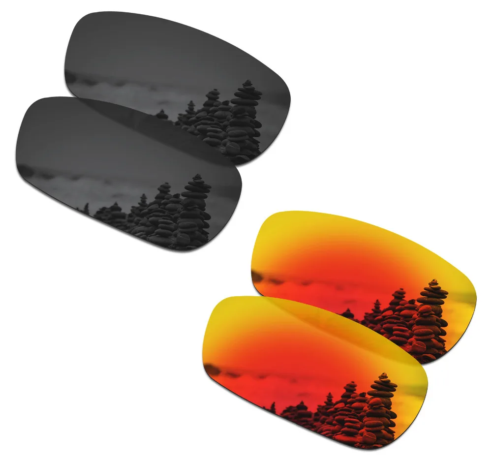 SmartVLT 2 Pairs Polarized Sunglasses Replacement Lenses for Oakley Crosshair 2.0 Stealth Black and Fire Red