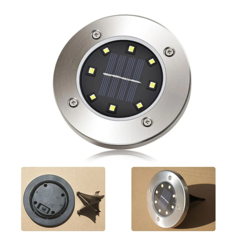 

Solar Powered LED Underground Light Waterproof Garden Pathway Deck Lights With 8leds Solar Lamp for Home Yard Driveway Lawn Road
