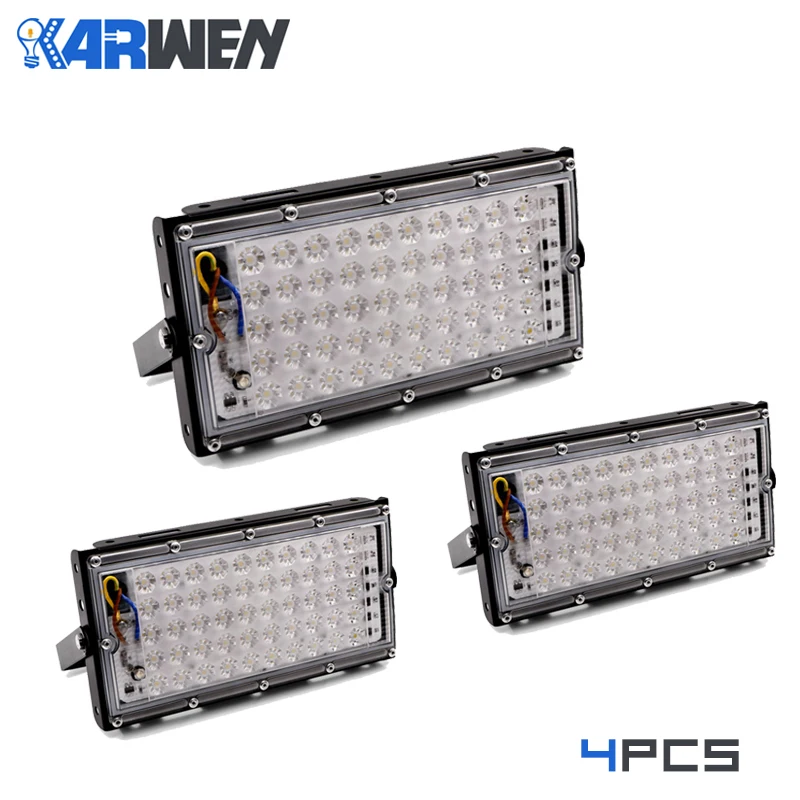 

KARWEN 4PCS LED Flood Light 220V Waterproof Reflector Lamp IP65 Landscape Outdoor 50W Lighting Led Floodlight spotlight