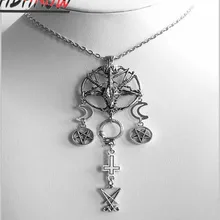 Новинка сатанинское Бафомет ожерелье Люцифера Модный Ретро Пентакль Бог головной убор Коза головной убор кулон для мужчин и женщин s lucky