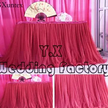 Дизайн 1 слой ледяной шелк с 2 слоями пачка стол юбка для свадьбы скатерть декоративная