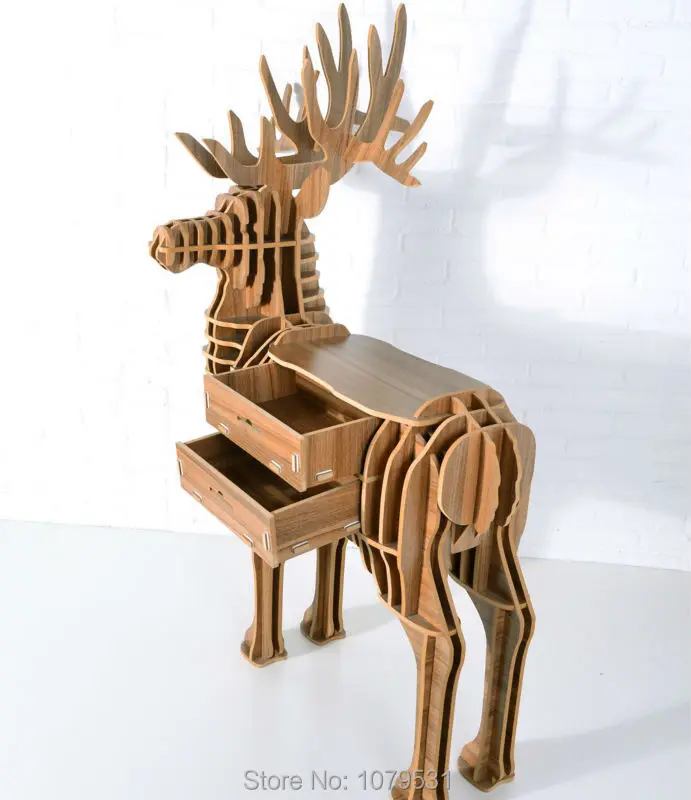 Купить олень головоломка с ничьей стол, деревянная мебель животных для ...