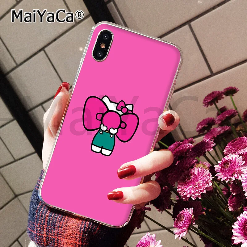 MaiYaCa милый розовый hello kitty черный ТПУ чехол для телефона чехол для iphone 11 pro 5Sx 6 7 7plus 8 8Plus X XS MAX XR