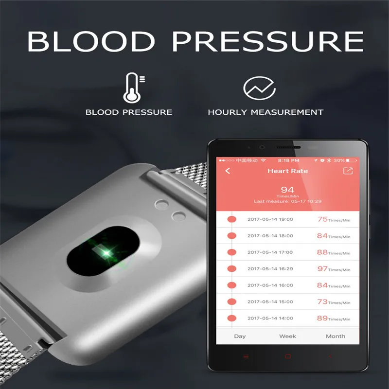 2019 New Stylish design IP67 Waterproof index Smart watch sports fitness blood pressure heart rate monitoring watch