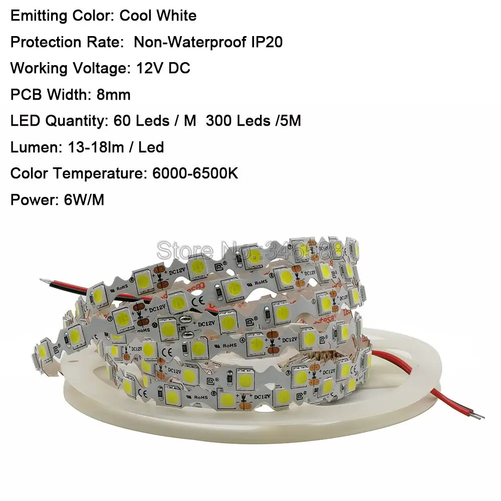 5050 Светодиодные Ленты изгиб S Форма Светодиодные ленты IP20-Водонепроницаемый DC12V гибкие светодио дный света 60 светодио дный/M 5 м/лот белый теплый белый RGB - Испускаемый цвет: Cool White