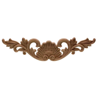 

New Arrival Vintage Wood Carved Corner Onlay Applique Unpainted Furniture Cabinet Decorative Figurines Wooden Miniature DIY