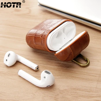 

Crocodile Pattern Genuine Leather Earphone Case Bag for Airpods Protective Cover Skin Accessory for Apple Airpods Charging Box