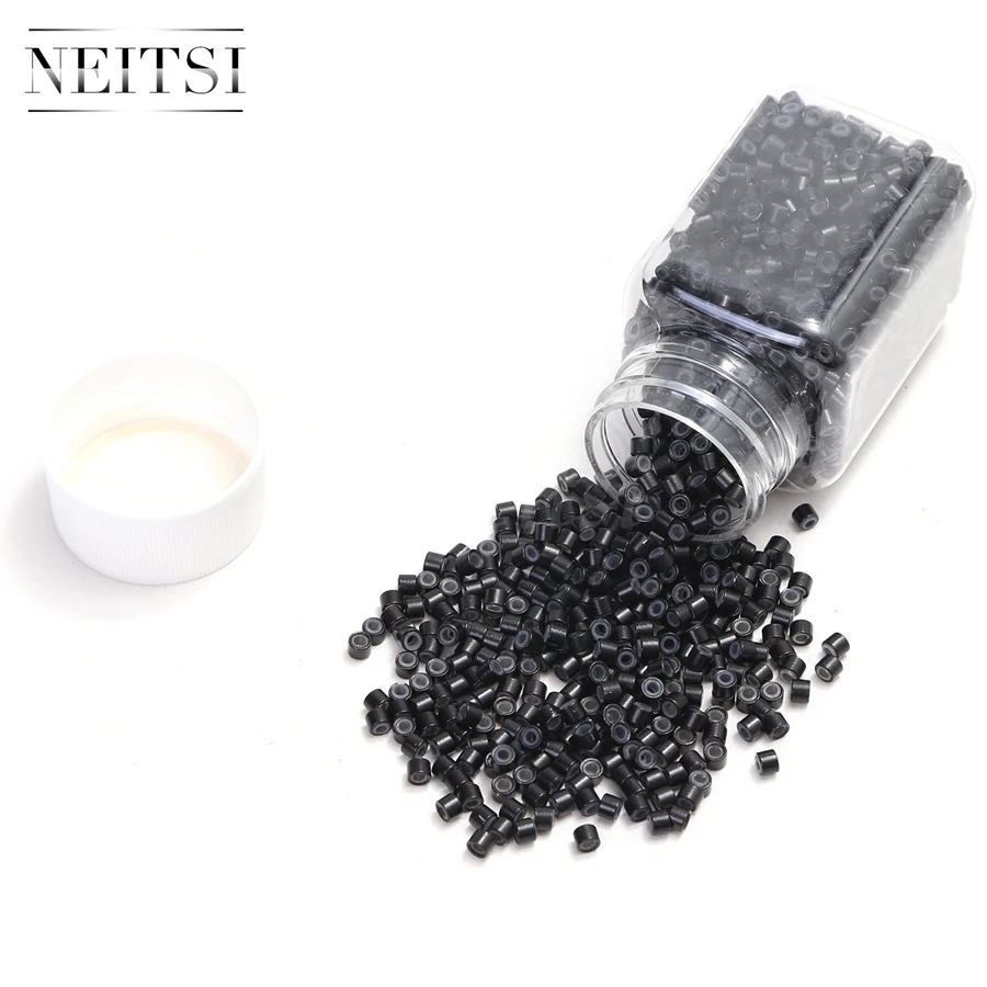 

Neisti Silicone Micro Ring Beads Hair Extension 1000pcs/bottle 4027# For Feather Hair Extensions