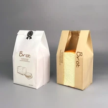 20 Pcs 23x12x5cm Bread Bag With Window Kraft Bag Paper Food Packaging To The School White Baking Toast Bakery Bread Bags Sticker baking school the bread ahead cookbook