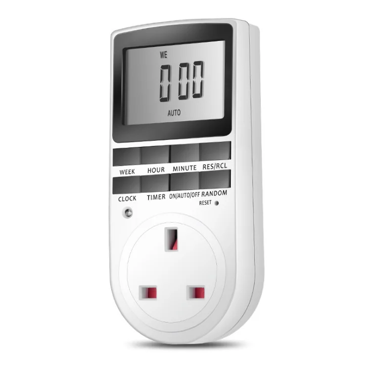 

230V 13A Timer Switch Socket Electronic Digital UK Plug-in Programmable 7 Day 12/24 Hour Timer Switch Socket