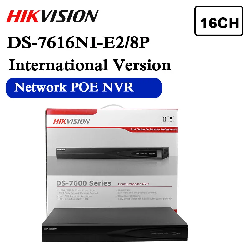 DS-7616NI-E2/8 P английская версия 16ch NVR с 2SATA 8POE порта HDMI и VGA выход Встроенный plug& play сетевой видеорегистратор POE H.264