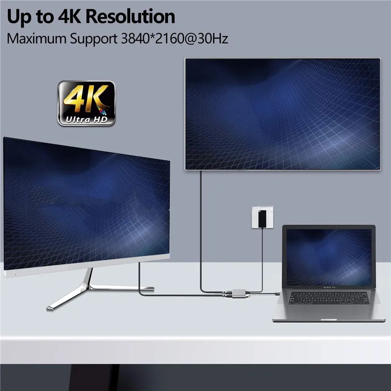  Type C HDMI Adapter 4K USB C to Dual HDMI USB 3.0 PD Charge Port USB-C Converter Cable for MacBook 