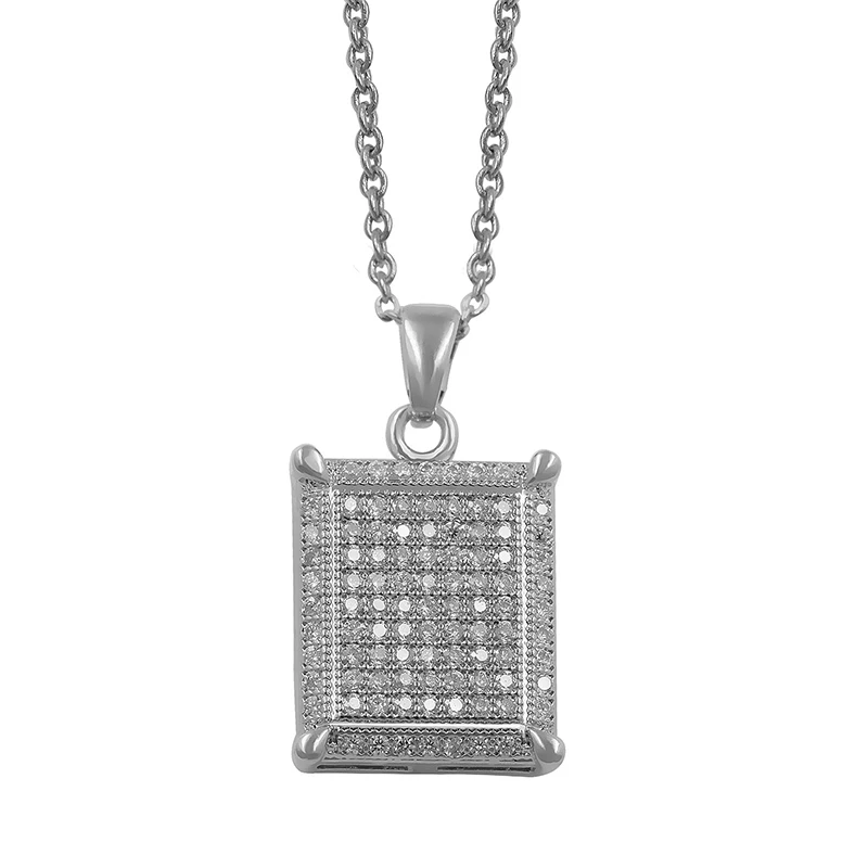 

WEIMANJINGDIAN Brand Square Pave Setting Cubic Zirconia Shinning CZ Zirconia Pendants in Silver Color or Gold Color for Women