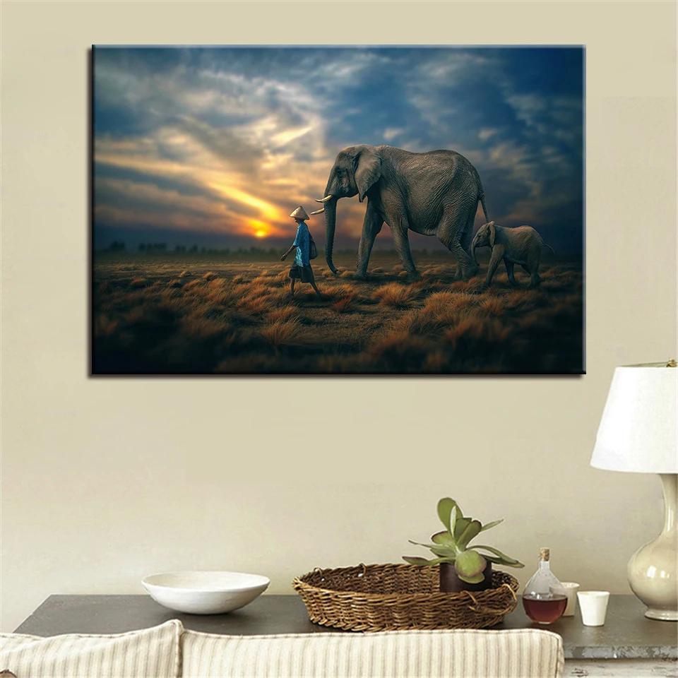 Canvas Painting Hd Print Stick On The Wall Sunset Landscape For Living