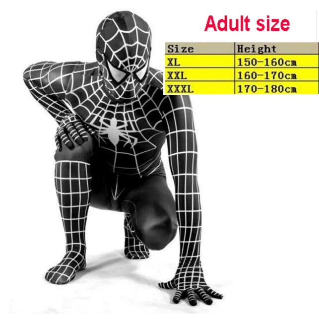 Новинка, красный и черный костюм Человека-паука, костюм Человека-паука, Spider-man костюмы для взрослых, детей, детей, Spider-man, одежда для костюмированной вечеринки - Цвет: Spider man BLK adult