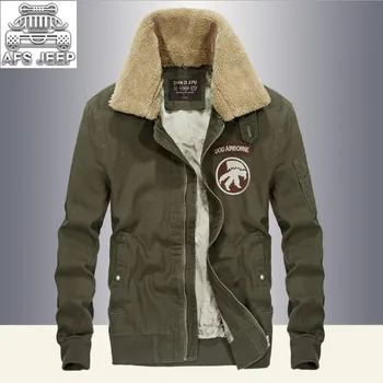 

Wool Liner Air Force One Bomber Jackets Men Winter Fur Collar Removed Casual Brand AFS JEEP Style Windbreaker Warm Military Army