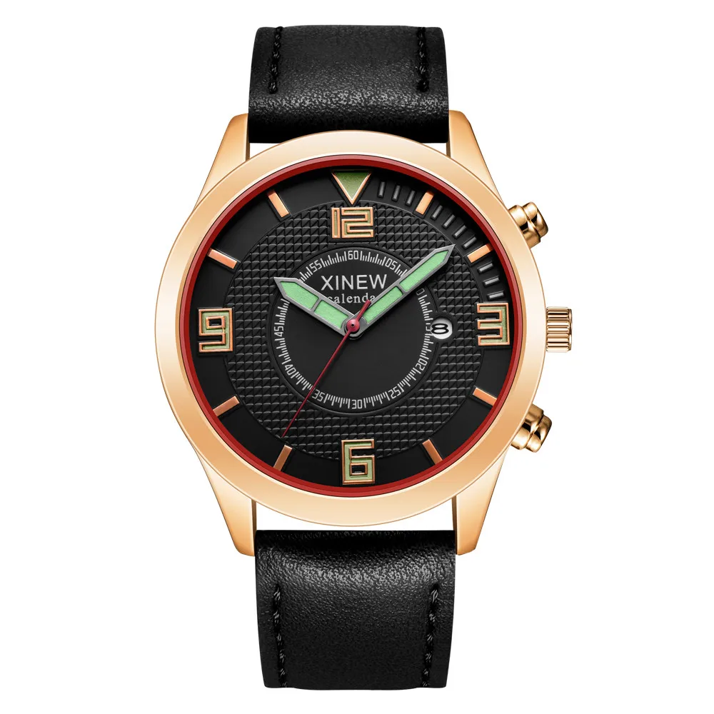 

XINEW Men's Belt Calendar Quartz Watch Military Leather Waterproof Simulation Military Men's Quartz Watch #YL5
