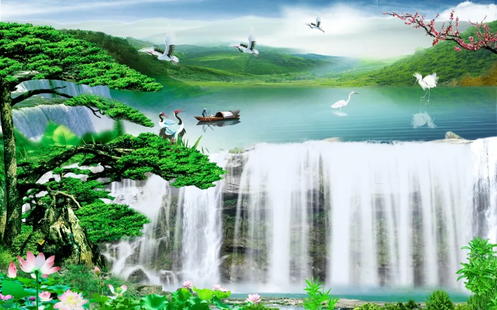 

Custom Any Size 3D Curtain Natural Waterfall Scenery Blackout/Sheer Window Curtains For Living room Bedroom Drapes Cortinas