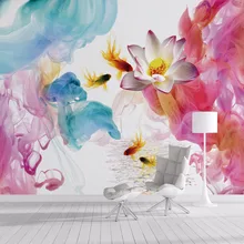 Современные абстрактные Лотос пруд красочные смог фото фрески обои Гостиная Спальня АРР фон настенная Ткань 3D Papel де Parede