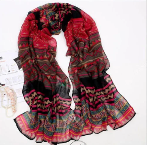 165X85 см женские красные винтажные зимние теплые длинные из мягкой вуали с принтом шарфы шаль палантин шарф пашмины богемный