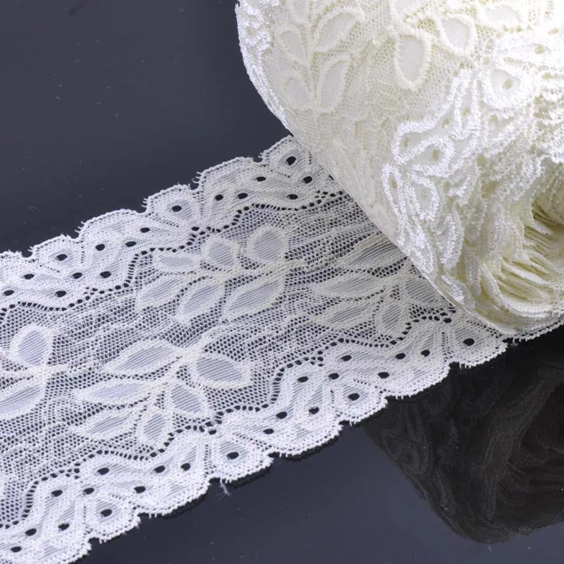 

10cm width white Springy Embroidered Leaf pattern Lace Fabric Trim Ribbon for wedding decoration 2yard/lot DIY CP0350