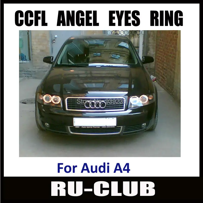 

Free shipping to Russia Original  CCFL ANGEL EYES  for Audi A4 NON PROJECTOR HALO RING, CAR CCFL  headLIGHTS  FIT FOR A4 8E
