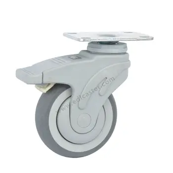 

2PCS EDL Medical Casters Wheels 4 Inch 135Kg TPR Wheels Castors Full Plastic Plate Brake Locking for Hospital bed Casters Wheels