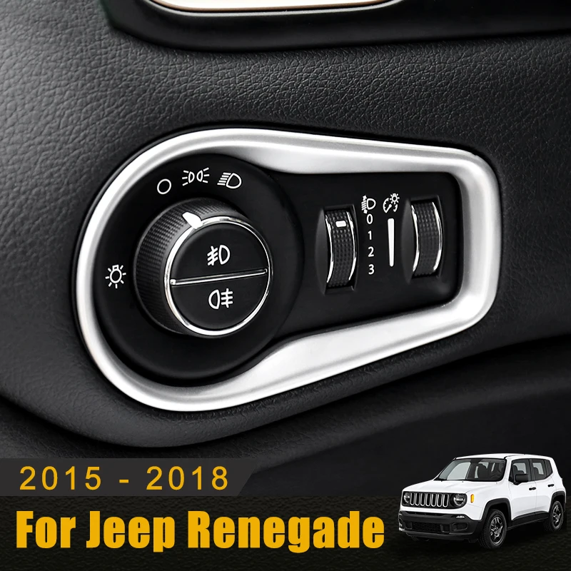 

ABS Headlight Fog Light Lamp Adjust Button Instrument Switch Panel Cover Trim Bezel For Jeep Renegade 2015 2016 2017 2018