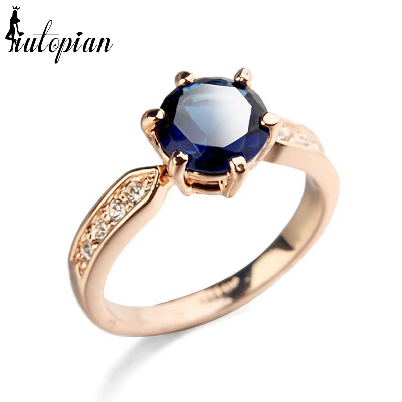 

Iutopian Brand 3 Color Zirconia Ring For Women Anel Aneis Rose Color Top Quality Party Jewelry CZ 1#RG96450