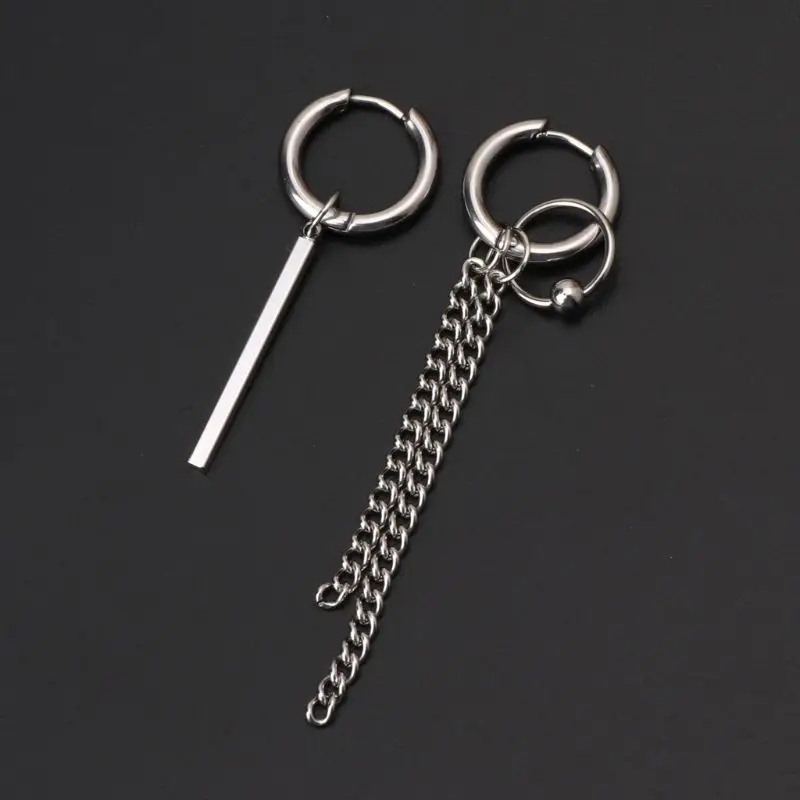 Korean Hot sale Hip Cool Pop Jewelry Earrings V DNA Long Men Bangtan Boys Hoop Chain Drop Unique Earrings 2020 Stud Earrings