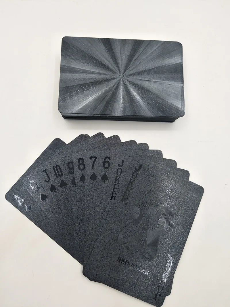 Quality Waterproof PVC Plastic Playing Cards Set Trend 54pcs Deck Poker Classic Magic Tricks Tool Pure Black Magic Box-packed