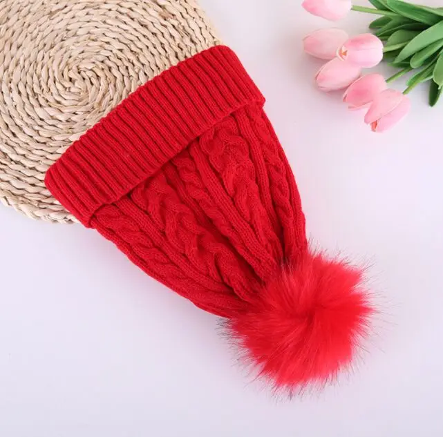 Зимние женские Повседневные вязаные шапки с толстыми помпонами, теплые вязаные шапочки Skullies Gorros внутри плюшевые завитые шапки - Цвет: Красный