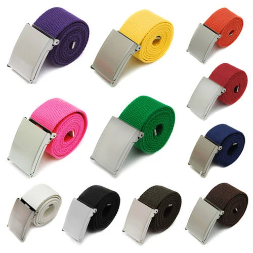 

Splendid Candy Colors Men Women Boys Plain Webbing Cotton Canvas Metal Buckle Belt Fashion Accessories Retail/Wholesale