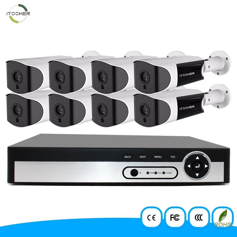 H265 NVR система HDMI и VGA 8 шт ONVIF водонепроницаемая IP66 Наружная цилиндрическая