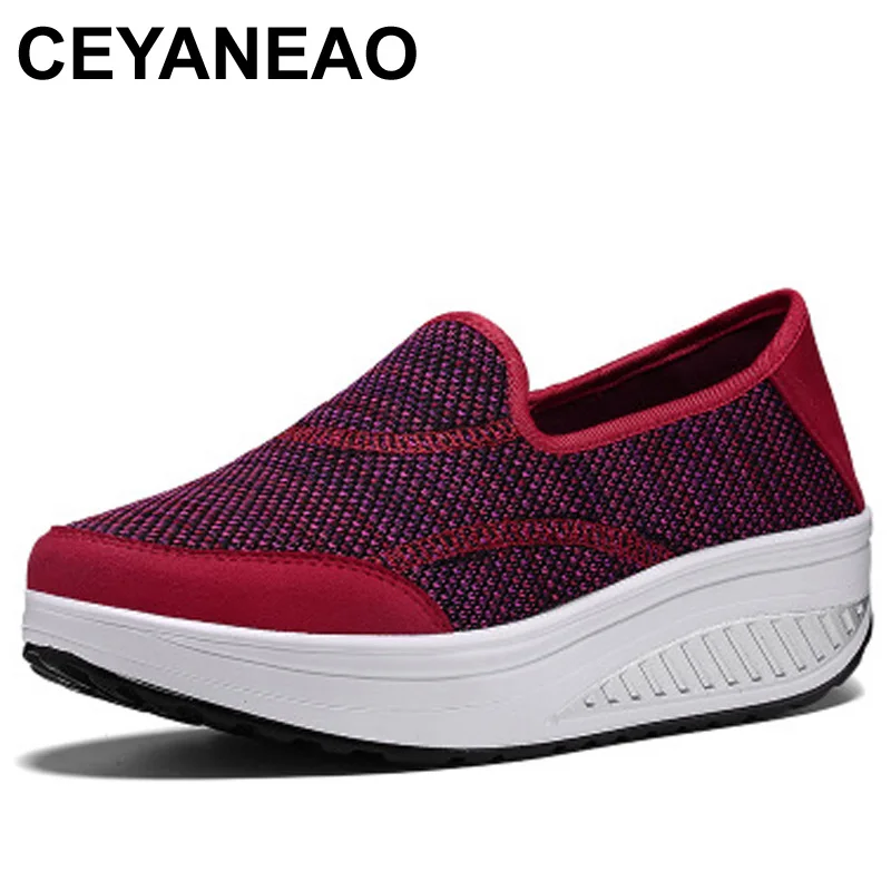 Женские туфли для похудения CEYANEAO плетеные дышащие на платформе большие размеры 35
