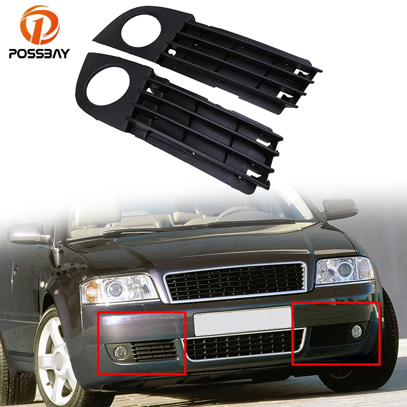 

POSSBAY Car Front Left/Right Bumper Fog Light Cover Grille for Audi A6 C5 Sedan&Avant 2002-2005 Facelift Foglamp Hole Covers