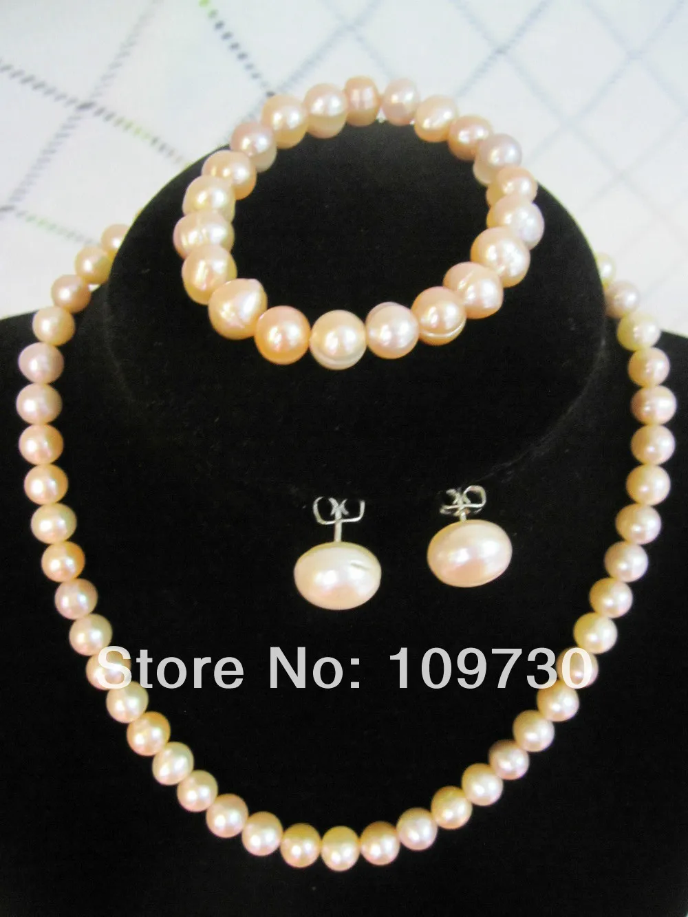 

Jewelry 00663 Pink Pearl Jewelry Set Necklace+Bracelet+Earrings-100% Guarantee Genuine