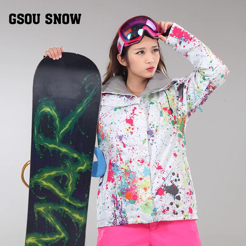 Gsou Snow double veneer ski suit female South Korean wind proof outdoor thermal insulation and anti Snow Jacket