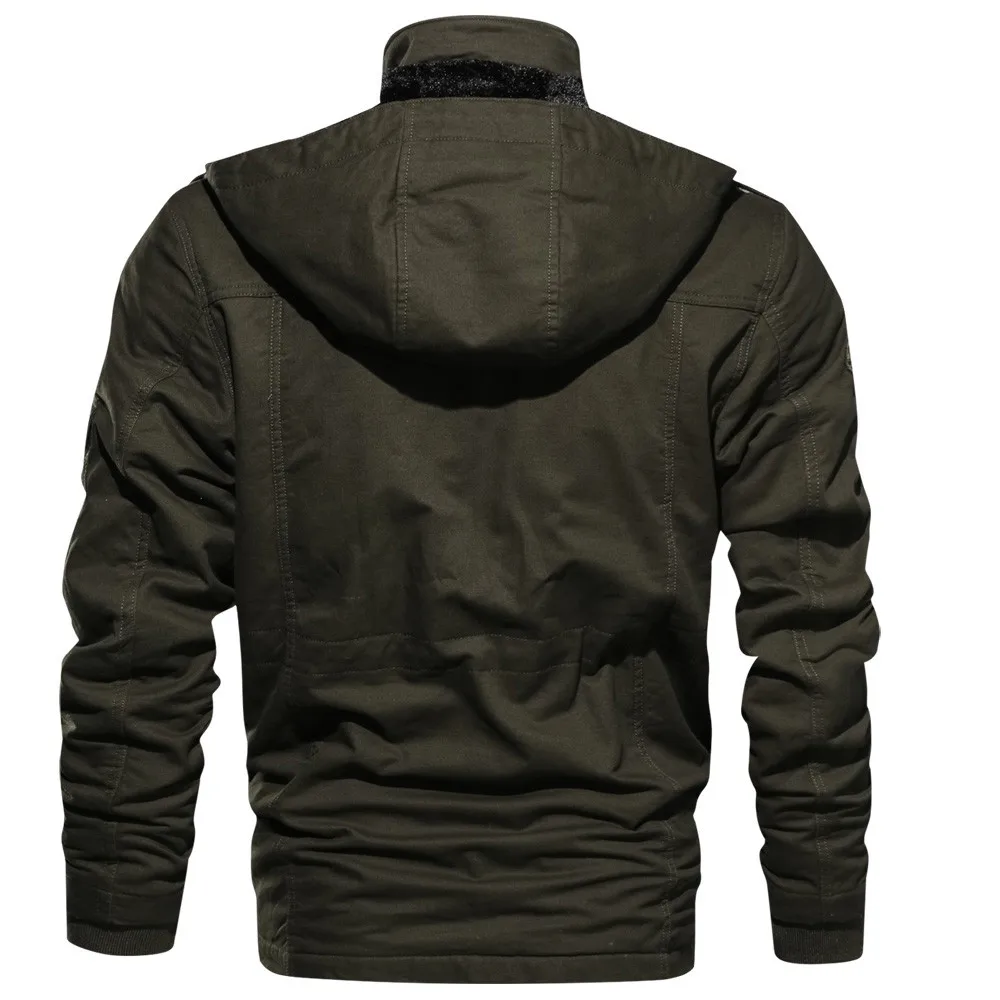 Men Jacket Winter,Male Cashmere Thickened Cotton Warm Coat Pocket Outwear Plus Size