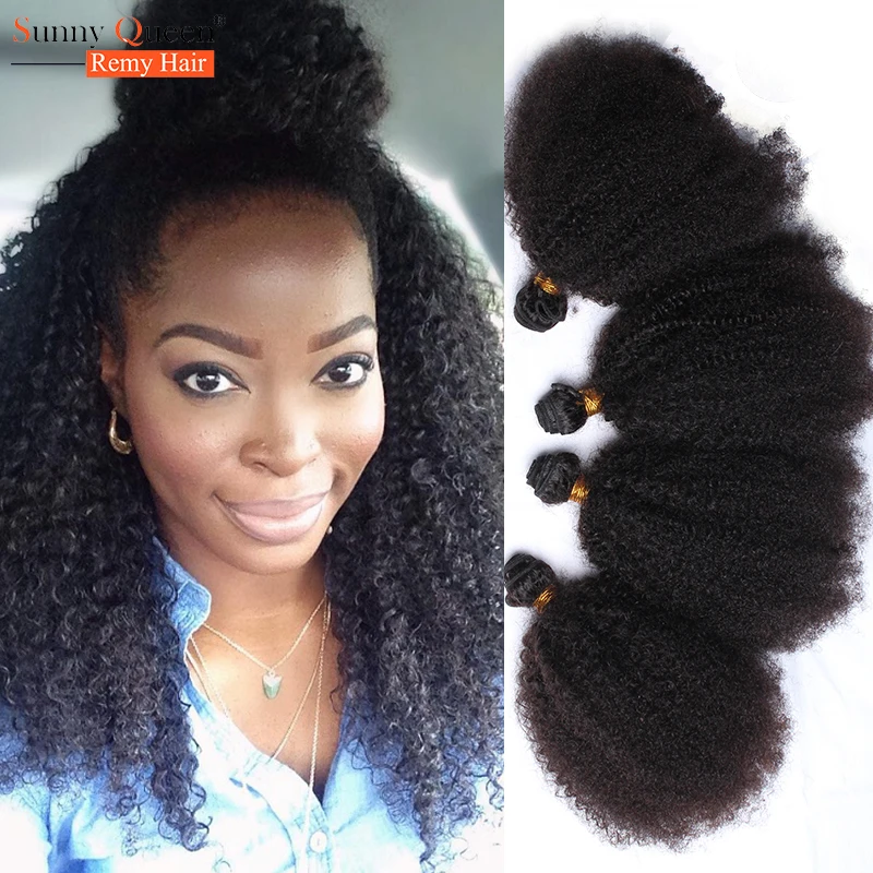 7A Mongolian Afro Kinky Curly Virgin Human Hair Weave Sunny Queen Remy Hair Products 1 Pc/Lot Kinky Curly Virgin Hair Extenions