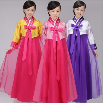 

Korean Hanbok Traditional Costume for Girls 5 Color Long Sleeve Ethnic Korean Photography Clothing Girls Dance Wear Hanbok