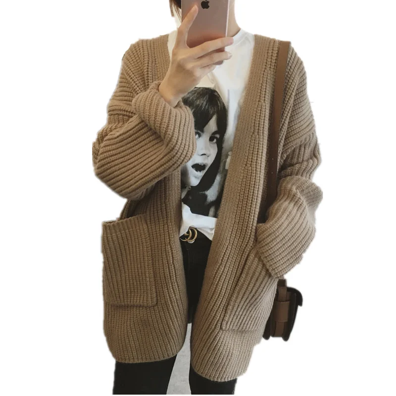 

Winter Spring Knit Cardigan Women 2019 Fashion Bat Sleeve Long Coat Long-Sleeved Cardigan Sweater Women's Spring Coat Lazy Wind