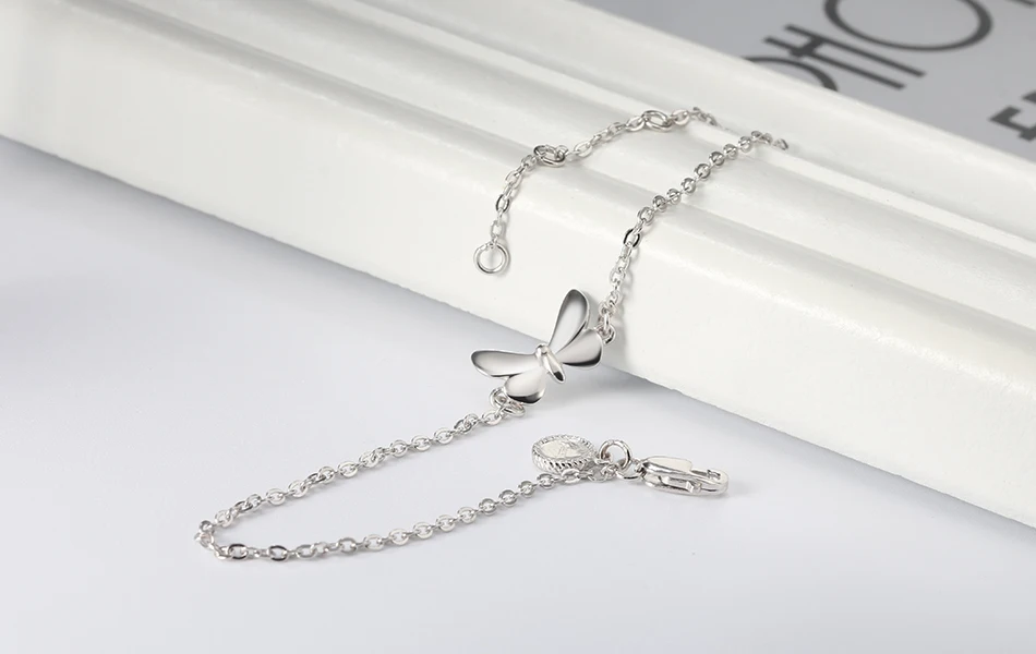 ORSA JEWELS 925 пробы серебряные женские браслеты с бабочками и застежками, модный браслет из цепочки, ювелирные изделия для девушек SB22