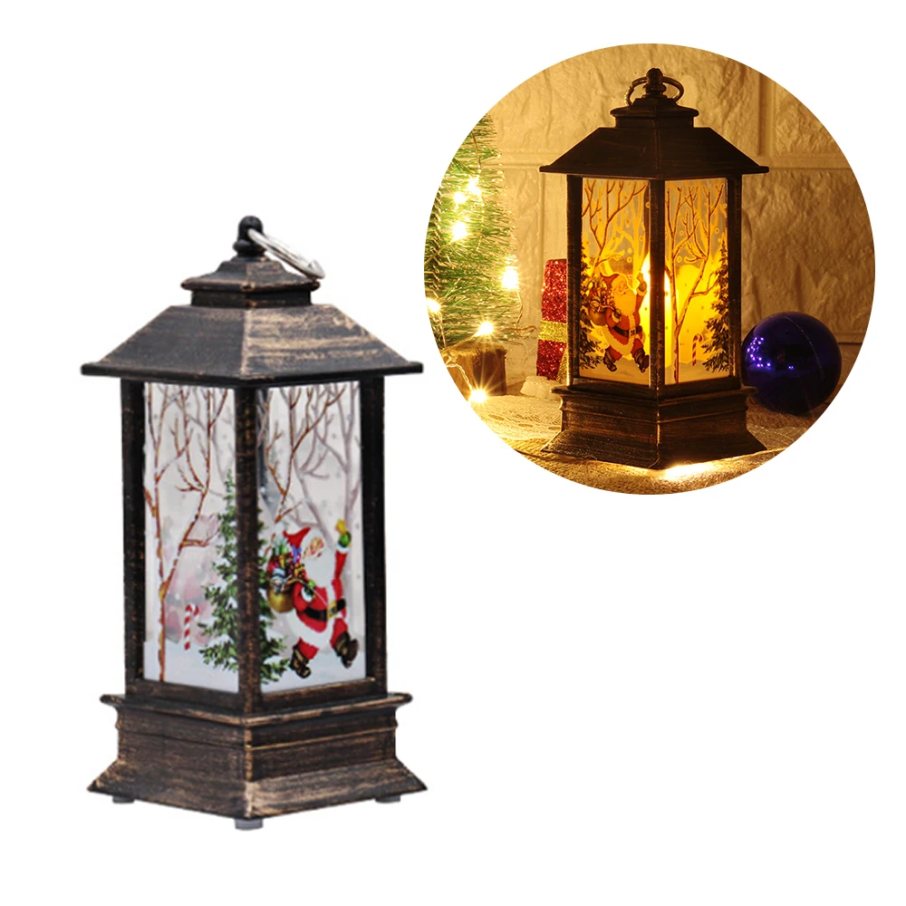 

Retro Christmas LED Night Light Candle Lamp Xmas Snowman Deer Santa Claus Outdoor Wedding Holiday Party Decoration Hanging Bar