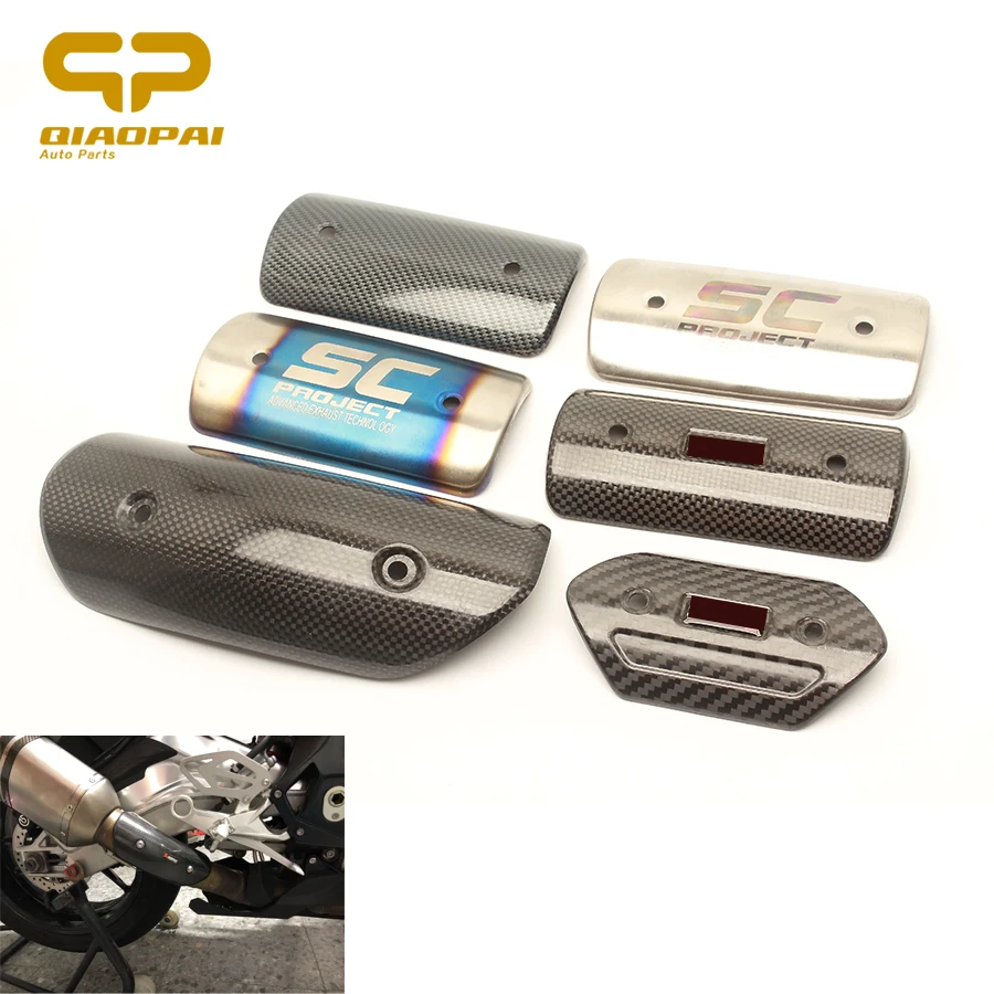 

Motorcycle Exhaust Steel Protector Carbon Fibre Heat Shield Cover Guard For CBR300 CB400 GSF600 GY6 FZ6 Z250 Z750 Z800 GSXR600