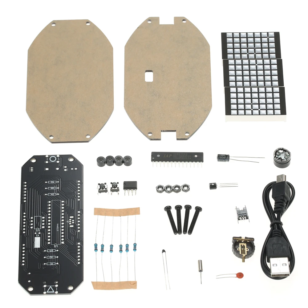 DIY модуль черный цифровой светодиодный зеркальные часы матричный Настольный Будильник Электронный обучающий комплект модуль
