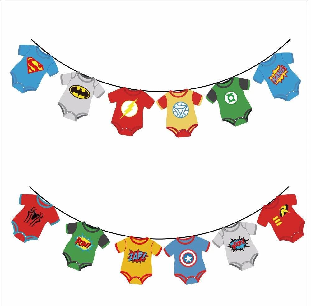 Cartoon Hero Clothes Banner Pennant Garland Photo Props Baby Child Favor  Birthday Hero Theme Party Wall Decoration Supplies|supplies party| -  AliExpress