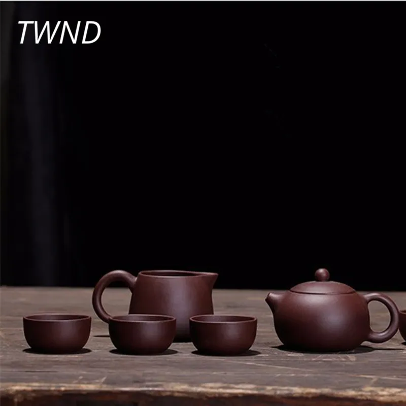 

Purple clay xi shi tea pot cups set kung fu yixing kettle mugs teaware 1 pot 6 cups 1 tea sea tea sets drinkware