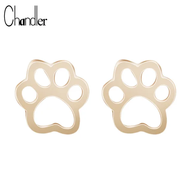 Gold Silver Plated Cute Dog Cat Paw Stud Earrings For Women Men Girls Hollow Ani Gold Silver Plated Cute Dog Cat Paw Stud Earrings For Women Men Girls Hollow Ani