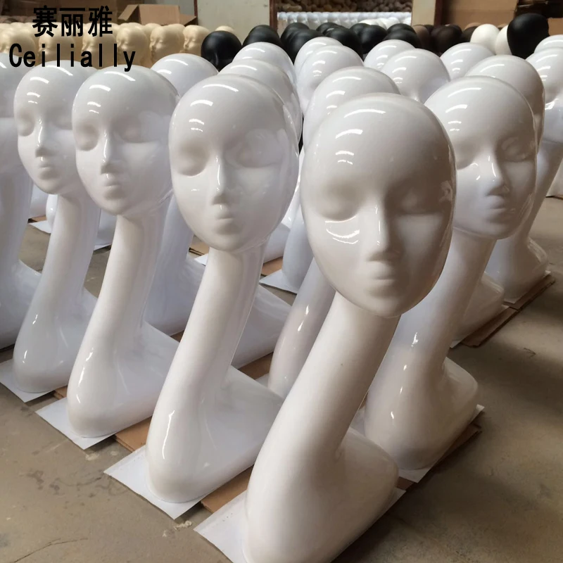 

Factory Outlet White Gloss Female Mannequin Head Dummy Doll Head Wig Scarf Jewellery Headphones Stand Mannequins